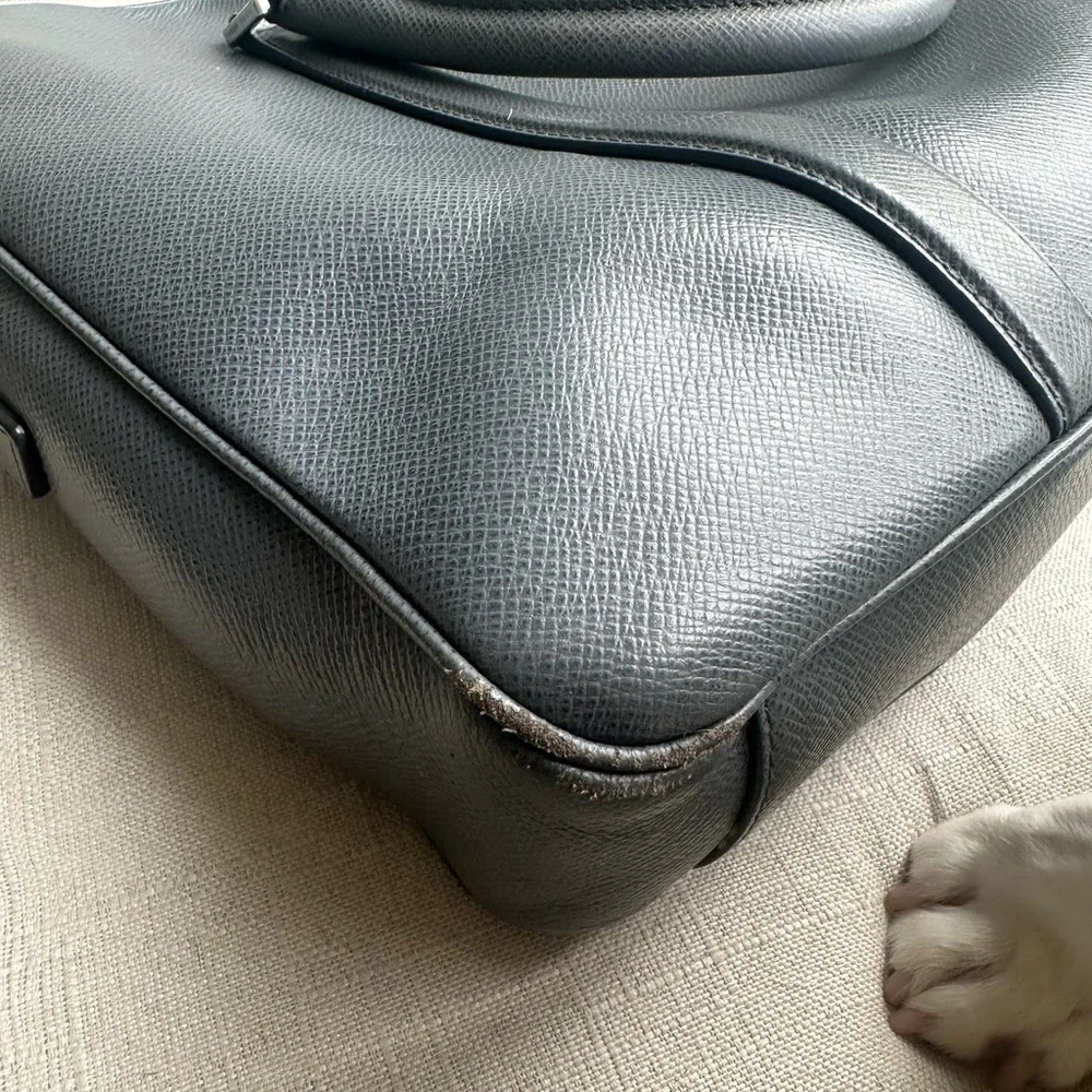 Hugo Boss Charcoal Leather Briefcase